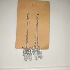 Silver Butterfly Dangle Earrings